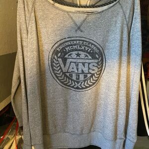 Vans “Off One shoulder” Vintage early Y2K Heather Gray Sweatshirt w/VANS logo
